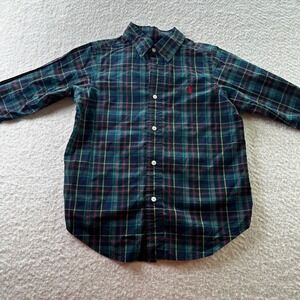 Ralph Lauren Plaid Button Down Shirt Long Sleeve Classic Fit Kids Sz S Red‎ Pony